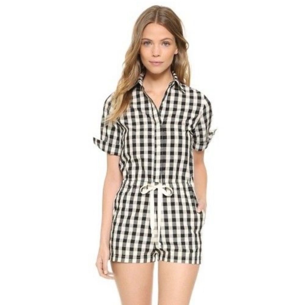 Solid & Striped Black White Gingham Romper Playsu… - image 1